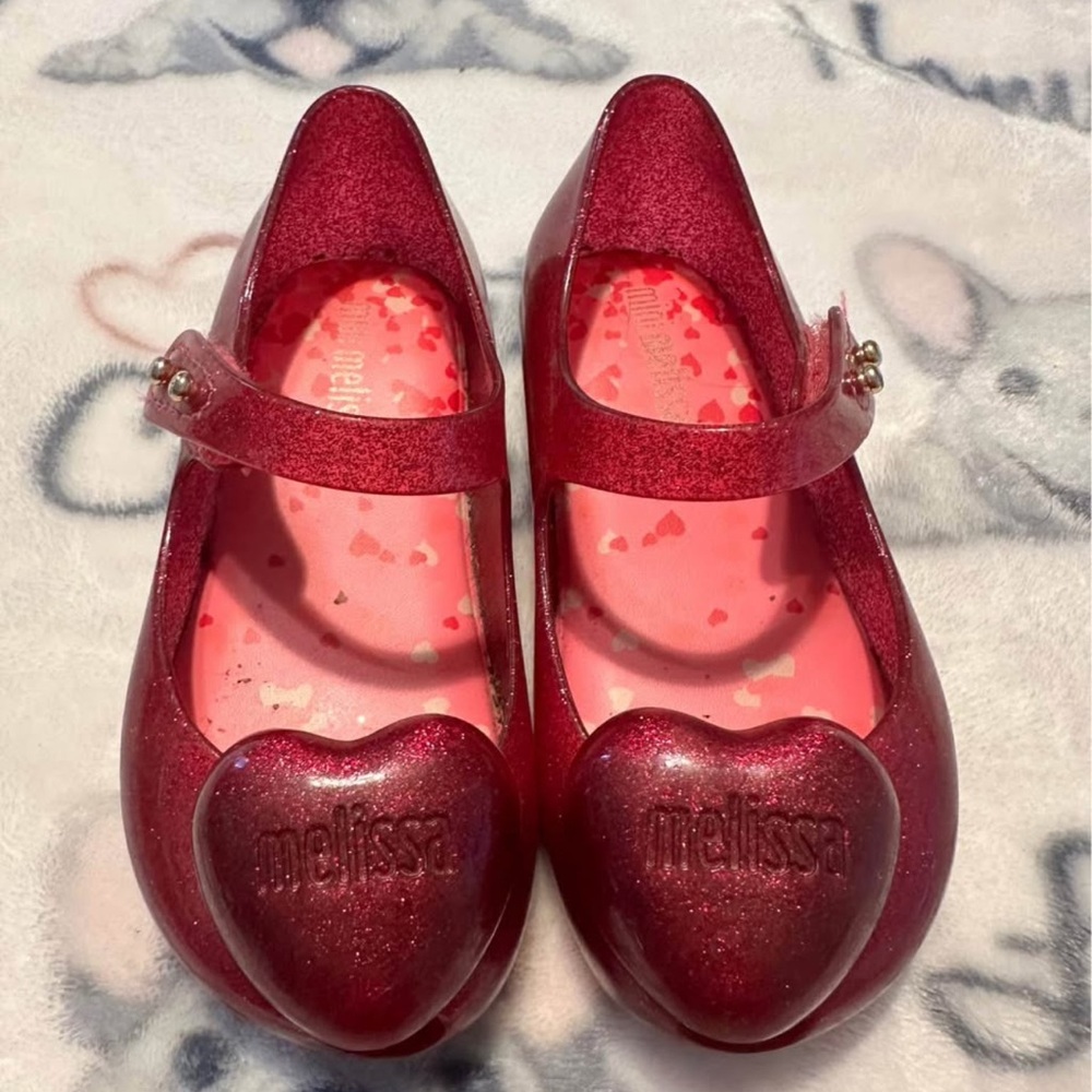Mini Melissa Pink Dress Shoes Heart Design